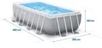 INTEX "PrismFrame" Pool rechteckig Aufstellpool Komplettset (400 x 200 x 100 cm) inkl. 12V Filterpumpe & Sicherheitsleiter Familienpool Swimmingpool Volumen ca 6.836l, blau (26788GN)