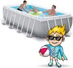 INTEX "PrismFrame" Pool rechteckig Aufstellpool Komplettset (400 x 200 x 100 cm) inkl. 12V Filterpumpe & Sicherheitsleiter Familienpool Swimmingpool Volumen ca 6.836l, blau (26788GN)
