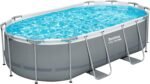 Bestway Power Steel Frame Pool Set mit Filterpumpe 427 x 250 x 100 cm, grau, oval