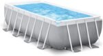 INTEX "PrismFrame" Pool rechteckig Aufstellpool Komplettset (400 x 200 x 122 cm) inkl. 12V Filterpumpe & Sicherheitsleiter Familienpool Swimmingpool Volumen ca 8.418l, blau (26790GN)