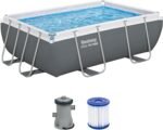 Bestway Power Steel Frame Pool Set mit Filterpumpe 282 x 196 x 84 cm, grau, eckig