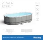 Bestway Power Steel Ovaler Stahlrahmenpool-Set mit Filterpumpe, 7250 L, grau, 424 x 250 x 100 cm