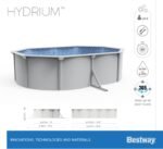 Bestway Hydrium Stahlwandpool Komplett-Set mit Sandfilteranlage 500 x 360 x 120 cm, grau, rund