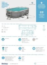 Bestway Power Steel Ovaler Stahlrahmenpool-Set mit Filterpumpe, 7250 L, grau, 424 x 250 x 100 cm
