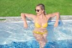 Bestway Power Steel Swim Vista Series Frame Pool Komplett-Set mit Filterpumpe 549 x 274 x 122 cm, Steinwand-Optik (Cremegrau), oval