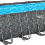 Bestway APX365 Winterfester Solo Pool ohne Zubehör 732 x 366 x 132 cm, Marmor-Optik (Dunkel), eckig