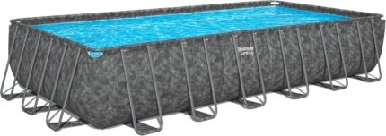 Bestway APX365 Winterfester Solo Pool ohne Zubehör 732 x 366 x 132 cm, Marmor-Optik (Dunkel), eckig