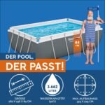Bestway Power Steel Frame Pool Set mit Filterpumpe 282 x 196 x 84 cm, grau, eckig
