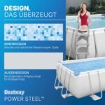 Bestway Power Steel Frame Pool Komplett-Set mit Sandfilteranlage 488 x 244 x 122 cm, lichtgrau, eckig