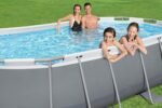 Bestway Power Steel Frame Pool Set mit Filterpumpe 427 x 250 x 100 cm, grau, oval