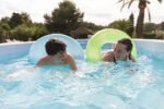 Bestway Power Steel Frame Pool Set mit Filterpumpe 412 x 201 x 122 cm, Marmor-Optik (Schiefergrau), eckig
