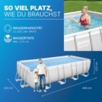 Bestway Power Steel Frame Pool Komplett-Set mit Sandfilteranlage 488 x 244 x 122 cm, lichtgrau, eckig