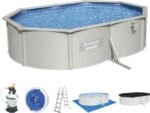 Bestway Hydrium Stahlwandpool Komplett-Set mit Sandfilteranlage 500 x 360 x 120 cm, grau, rund
