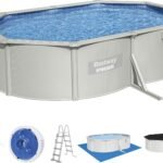 Bestway Hydrium Stahlwandpool Komplett-Set mit Sandfilteranlage 500 x 360 x 120 cm, grau, rund