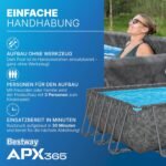 Bestway APX365 Winterfestes Frame Pool Set, 732 x 366 x 132 cm, Sandfilteranlage, 30.045 Liter, Dunkle Marmor-Optik, Ganzjahresschutz, Werkzeugloser Aufbau, Sicherheitsleiter, Abdeckplane