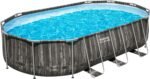 Bestway Steel Pro MAX Frame Pool Komplett-Set, 610 x 366 x 122 cm, Holz-Optik, 20.241 L, 3-lagiges TriTech-Material, ClickConnect System, Filterpumpe, Sicherheitsleiter, Abdeckplane, Reparaturflicken