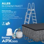 Bestway APX365 Winterfestes Frame Pool Set, 732 x 366 x 132 cm, Sandfilteranlage, 30.045 Liter, Dunkle Marmor-Optik, Ganzjahresschutz, Werkzeugloser Aufbau, Sicherheitsleiter, Abdeckplane