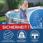 Bestway Power Steel Frame Pool Set mit Filterpumpe 427 x 250 x 100 cm, grau, oval