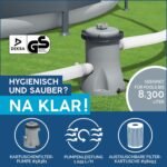 Bestway Power Steel Frame Pool Set mit Filterpumpe 282 x 196 x 84 cm, grau, eckig