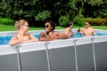 Bestway Power Steel Frame Pool Set mit Filterpumpe 412 x 201 x 122 cm, grau, eckig