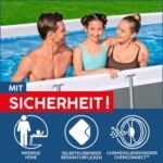 Bestway Power Steel Frame Pool Set mit Filterpumpe 282 x 196 x 84 cm, grau, eckig