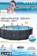 Intex Schwimmbad Ø 478 x 124 cm Gestellbecken Set Graphit