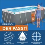 Bestway Power Steel Frame Pool Set mit Sandfilteranlage 412 x 201 x 122 cm, grau, eckig