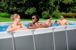 Bestway Power Steel Frame Pool Set mit Sandfilteranlage 412 x 201 x 122 cm, grau, eckig