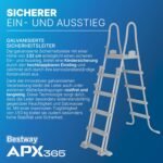 Bestway APX365 Winterfestes Frame Pool Set, 732 x 366 x 132 cm, Sandfilteranlage, 30.045 Liter, Dunkle Marmor-Optik, Ganzjahresschutz, Werkzeugloser Aufbau, Sicherheitsleiter, Abdeckplane