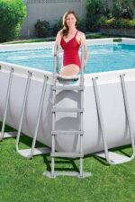 BESTWAY Power Steel Rectangular Pool Set 412x201x122 cm, Stahlrahmenpool-Set mit Filterpumpe und Zubehör