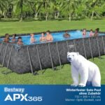 Bestway APX365 Winterfester Solo Pool ohne Zubehör 732 x 366 x 132 cm, Marmor-Optik (Dunkel), eckig
