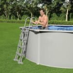 Bestway Hydrium Stahlwandpool Komplett-Set mit Sandfilteranlage 500 x 360 x 120 cm, grau, rund