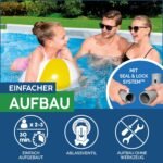 Bestway Power Steel Frame Pool Set mit Sandfilteranlage 412 x 201 x 122 cm, grau, eckig