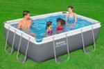 Bestway Power Steel Frame Pool Set mit Filterpumpe 282 x 196 x 84 cm, grau, eckig