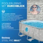 Bestway Power Steel Swim Vista Series Frame Pool Komplett-Set mit Filterpumpe 427 x 250 x 100 cm, Steinwand-Optik (Cremegrau), oval