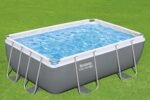 Bestway Power Steel Frame Pool Set mit Filterpumpe 282 x 196 x 84 cm, grau, eckig