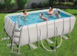 BESTWAY Power Steel Rectangular Pool Set 412x201x122 cm, Stahlrahmenpool-Set mit Filterpumpe und Zubehör
