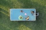 Bestway Power Steel Frame Pool Set mit Filterpumpe 412 x 201 x 122 cm, Marmor-Optik (Schiefergrau), eckig