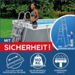 Bestway Power Steel Frame Pool Set mit Sandfilteranlage 412 x 201 x 122 cm, grau, eckig