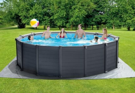 Intex Schwimmbad Ø 478 x 124 cm Gestellbecken Set Graphit